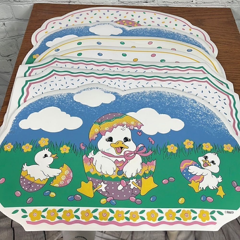 Vintage Easter placemats set 7, 4 different pics